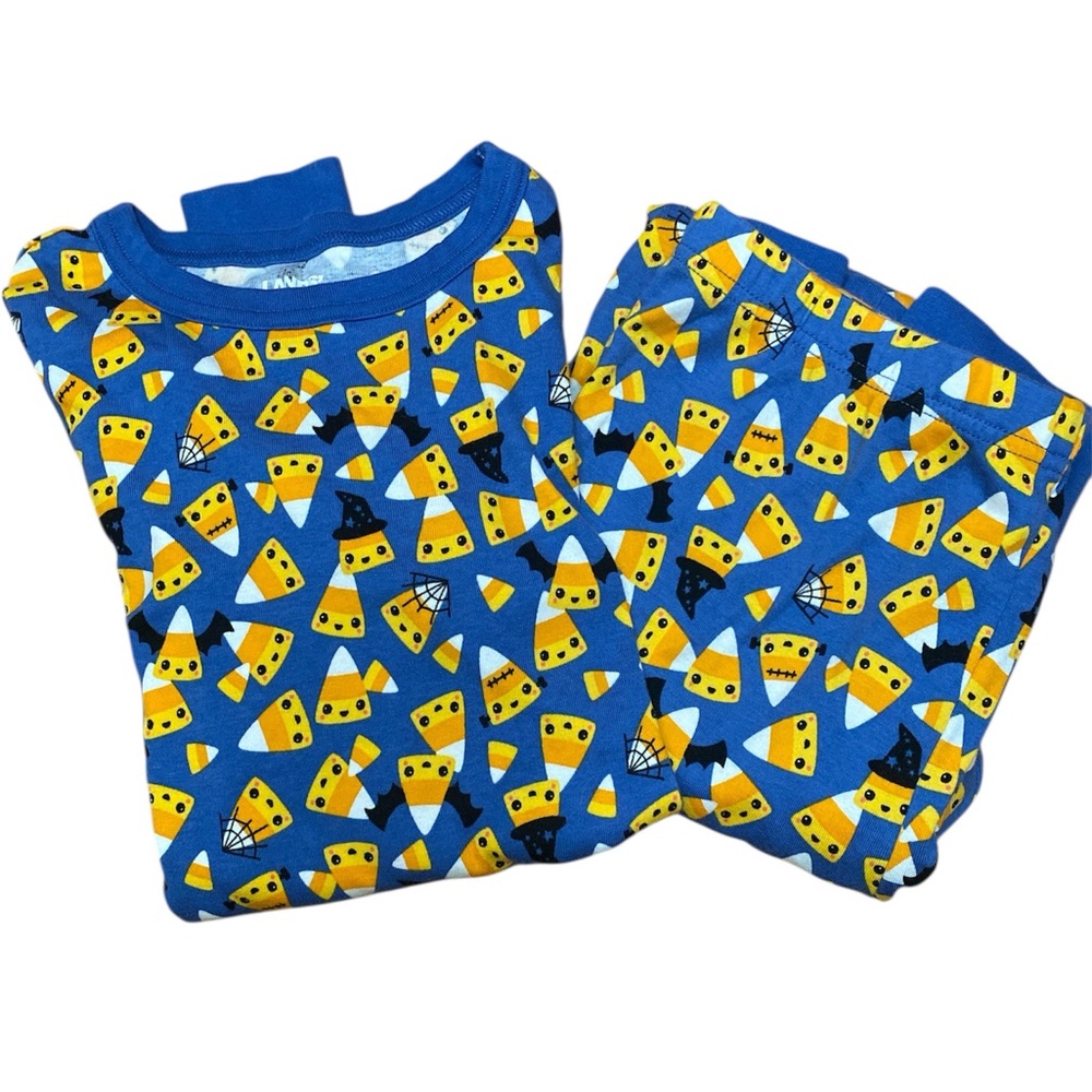 Land’s End Candy Corn Print Snug Fit 100% Cotton Two Piece Pajamas